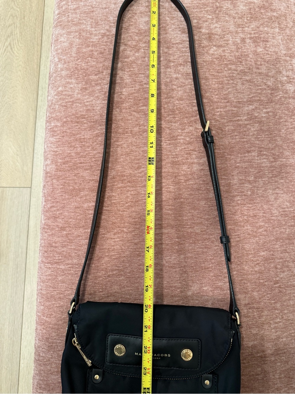Marc Jacobs Black Nylon Messenger Bag with Gold Accents - Picture 8 of 8